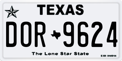 TX license plate DOR9624