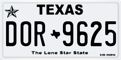 TX license plate DOR9625