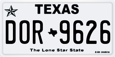 TX license plate DOR9626