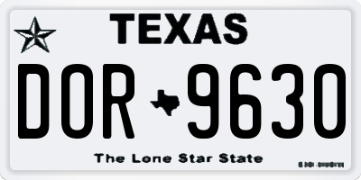 TX license plate DOR9630