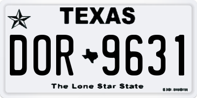 TX license plate DOR9631