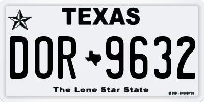 TX license plate DOR9632