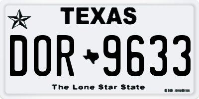 TX license plate DOR9633