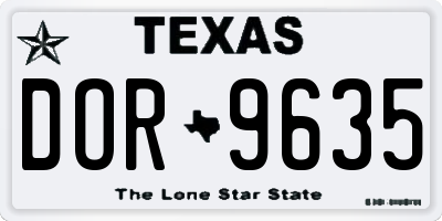 TX license plate DOR9635