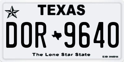 TX license plate DOR9640