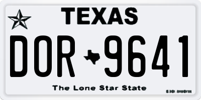 TX license plate DOR9641