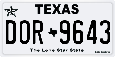 TX license plate DOR9643
