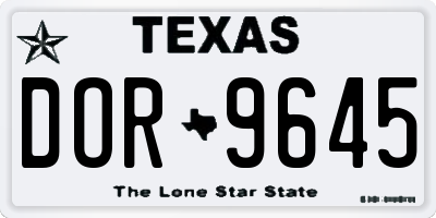TX license plate DOR9645