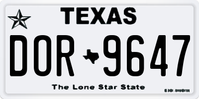 TX license plate DOR9647