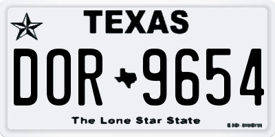 TX license plate DOR9654