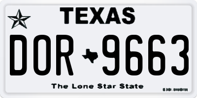 TX license plate DOR9663