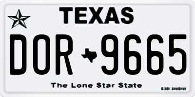 TX license plate DOR9665