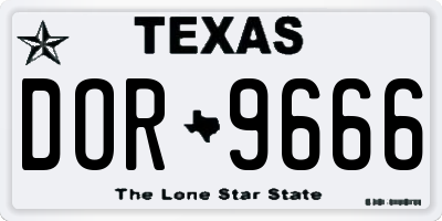 TX license plate DOR9666