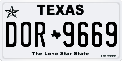 TX license plate DOR9669