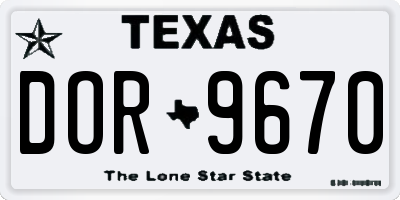 TX license plate DOR9670