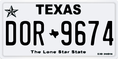 TX license plate DOR9674