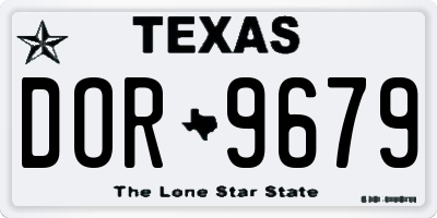 TX license plate DOR9679