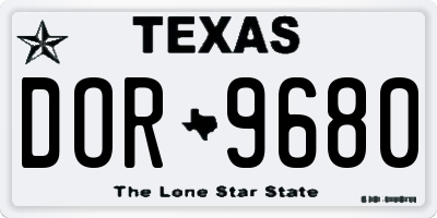 TX license plate DOR9680