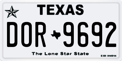 TX license plate DOR9692