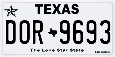 TX license plate DOR9693