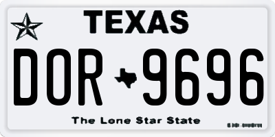 TX license plate DOR9696