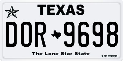 TX license plate DOR9698