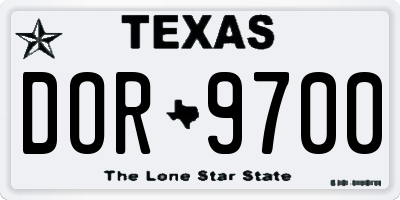 TX license plate DOR9700