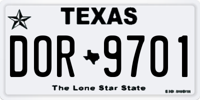 TX license plate DOR9701