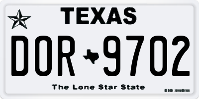TX license plate DOR9702