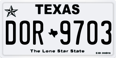 TX license plate DOR9703