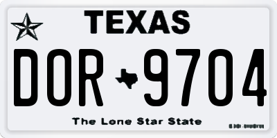 TX license plate DOR9704