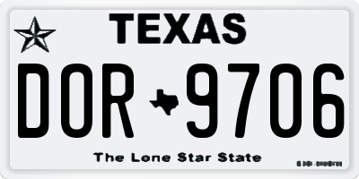 TX license plate DOR9706