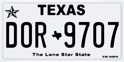 TX license plate DOR9707