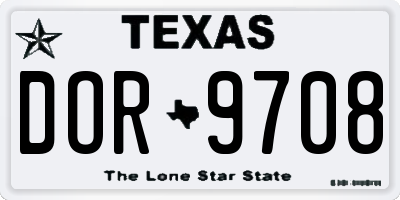 TX license plate DOR9708