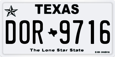 TX license plate DOR9716