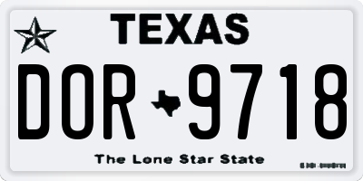 TX license plate DOR9718