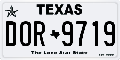 TX license plate DOR9719