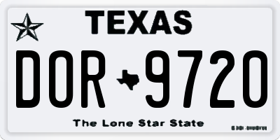 TX license plate DOR9720