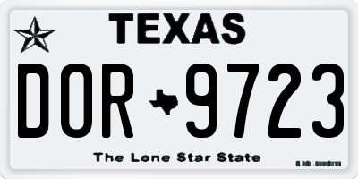TX license plate DOR9723