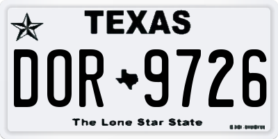 TX license plate DOR9726