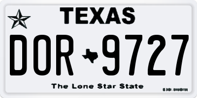 TX license plate DOR9727