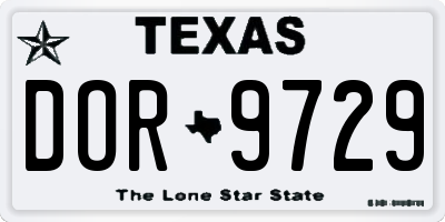 TX license plate DOR9729