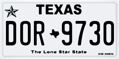 TX license plate DOR9730