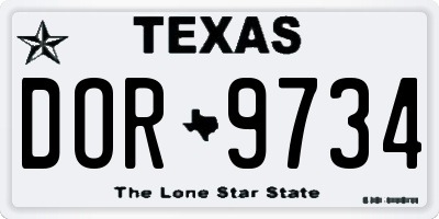 TX license plate DOR9734