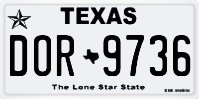 TX license plate DOR9736