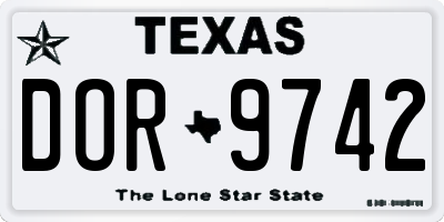 TX license plate DOR9742