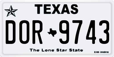 TX license plate DOR9743