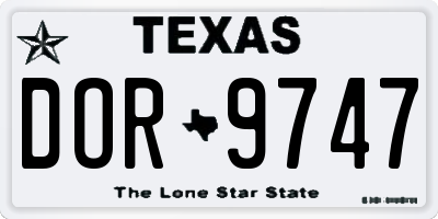 TX license plate DOR9747