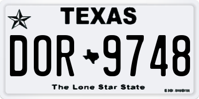 TX license plate DOR9748