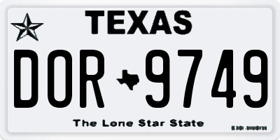 TX license plate DOR9749